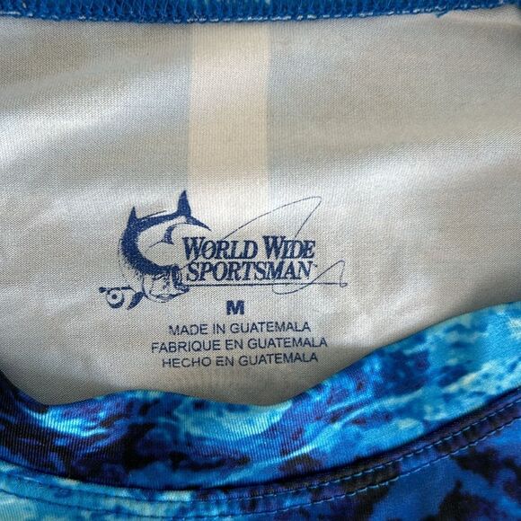 World Wide Sportsman Blue Crew Neck Long Sleeve Performance Fishing Shirt - Picture 3 of 8